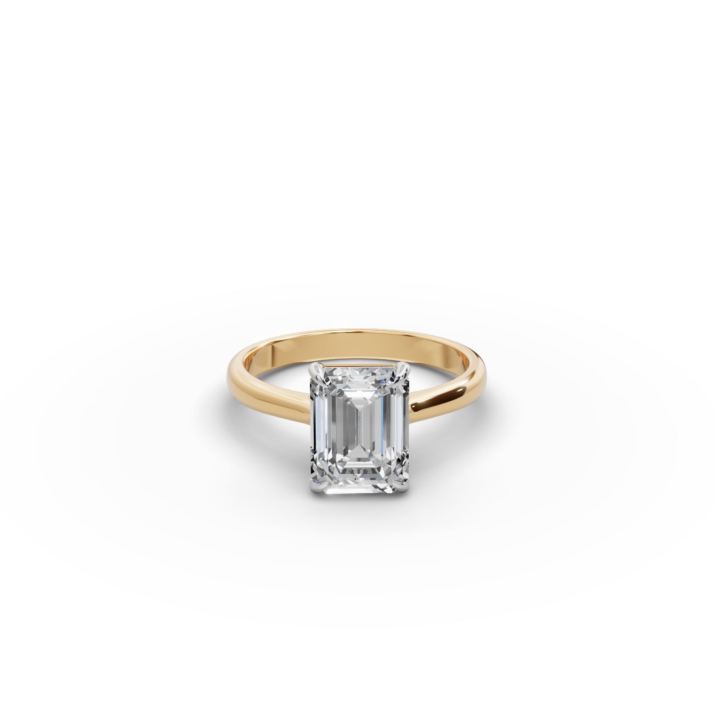 Radiant Reverie Emerald Lab-Grown Diamond Solitaire Ring in yellow gold, set with lab-grown diamonds