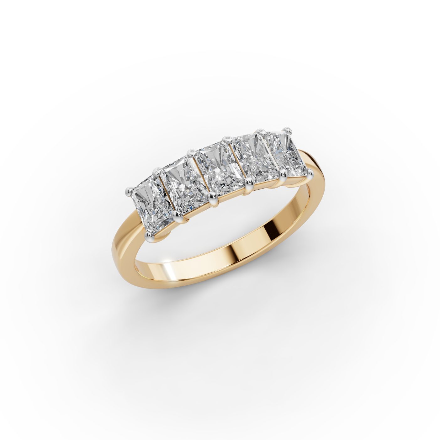 Everlasting Muse Radiant Lab-Grown Diamond Five Stone Ring in yellow gold