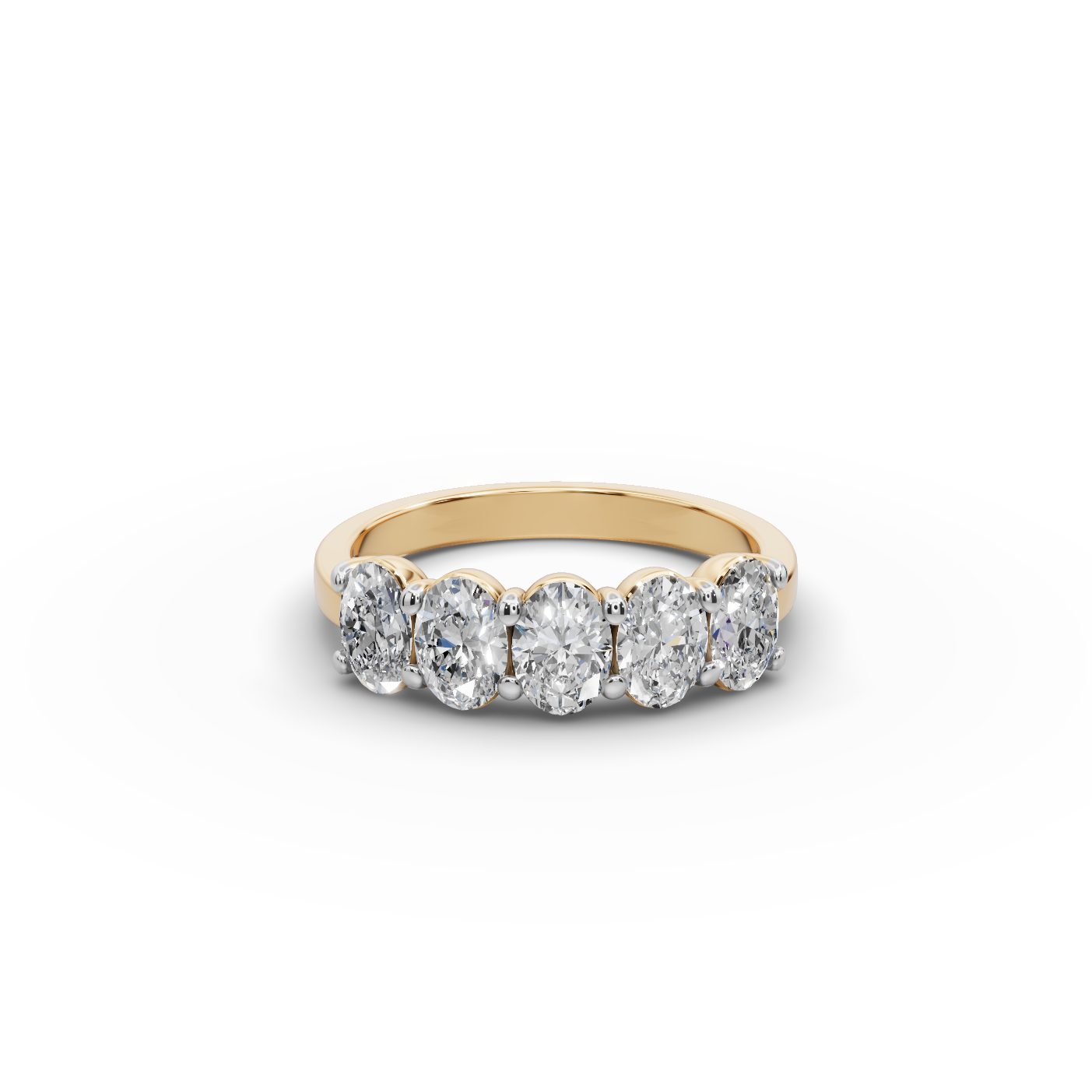 Enduring Aura Oval Lab-Grown Diamond Five Stone Ring in yellow gold, set with lab-grown diamonds