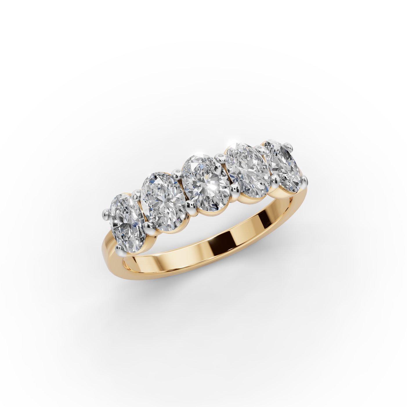 Enduring Aura Oval Lab-Grown Diamond Five Stone Ring in yellow gold