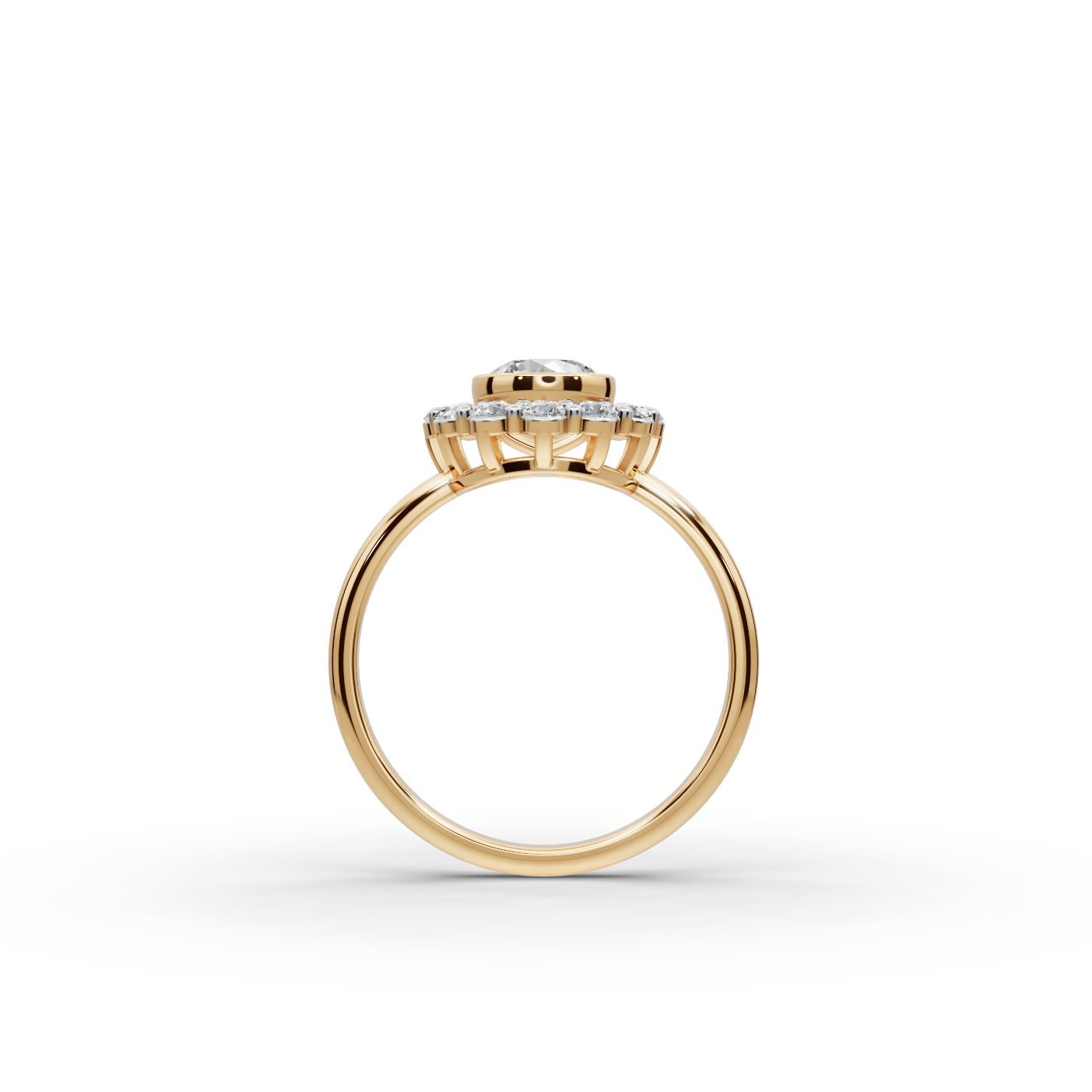 Pristine Dew Round Lab-Grown Diamond Halo Ring in yellow gold