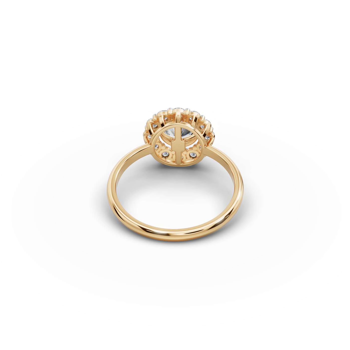 Pristine Dew Round Lab-Grown Diamond Halo Ring in yellow gold