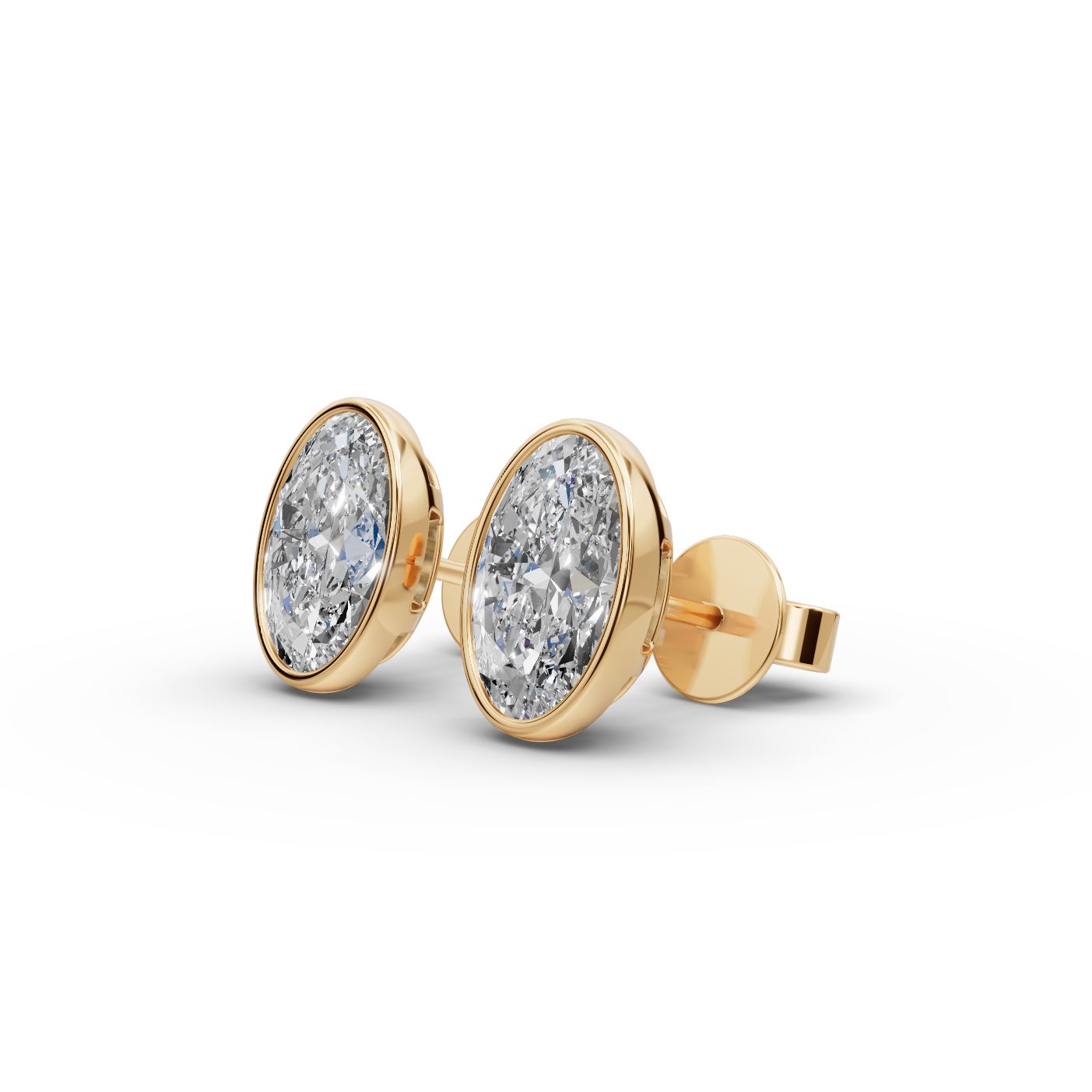 Radiant Promise Oval Lab-Grown Diamond Studs Earring in yellow gold, set with lab-grown diamonds