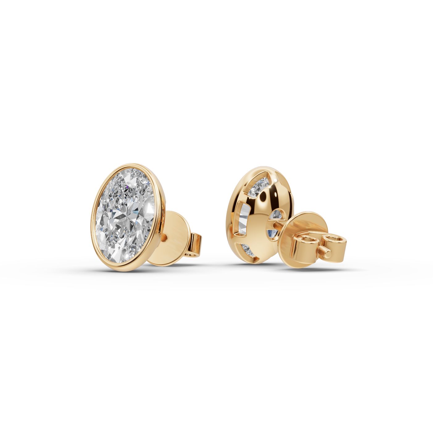 Radiant Promise Oval Lab-Grown Diamond Studs Earring in yellow gold