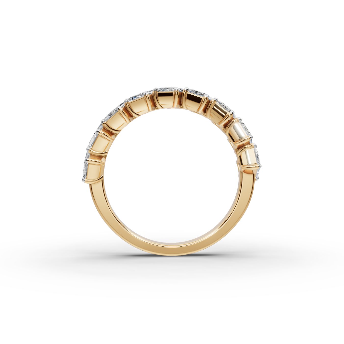 Eternal Cascade Emerald Lab-Grown Diamond Bands Ring in yellow gold