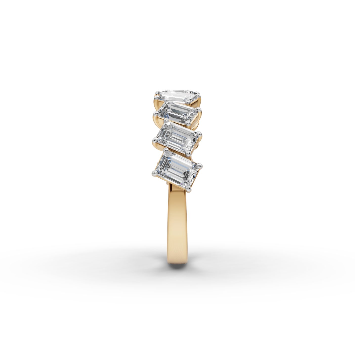 Eternal Cascade Emerald Lab-Grown Diamond Bands Ring in yellow gold