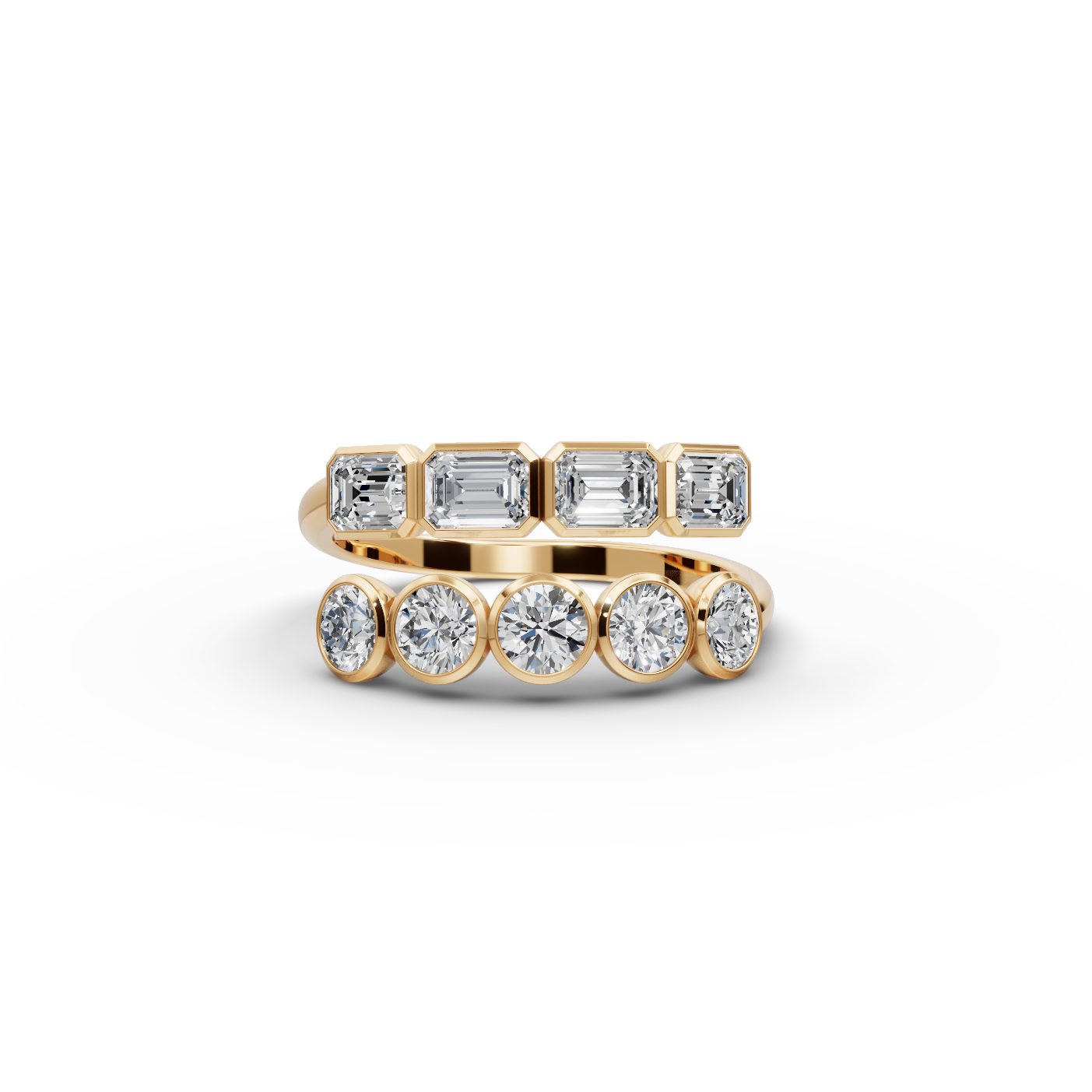 Midnight Glow Emerald Lab-Grown Diamond Cocktail Ring in yellow gold, set with lab-grown diamonds