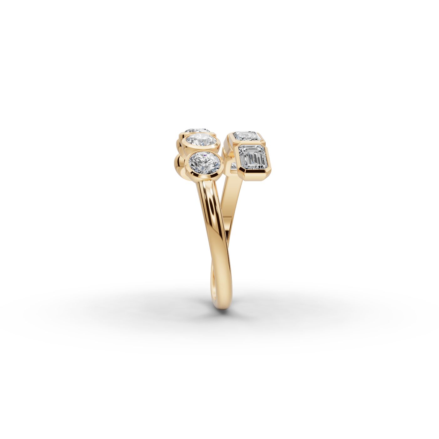 Midnight Glow Emerald Lab-Grown Diamond Cocktail Ring in yellow gold