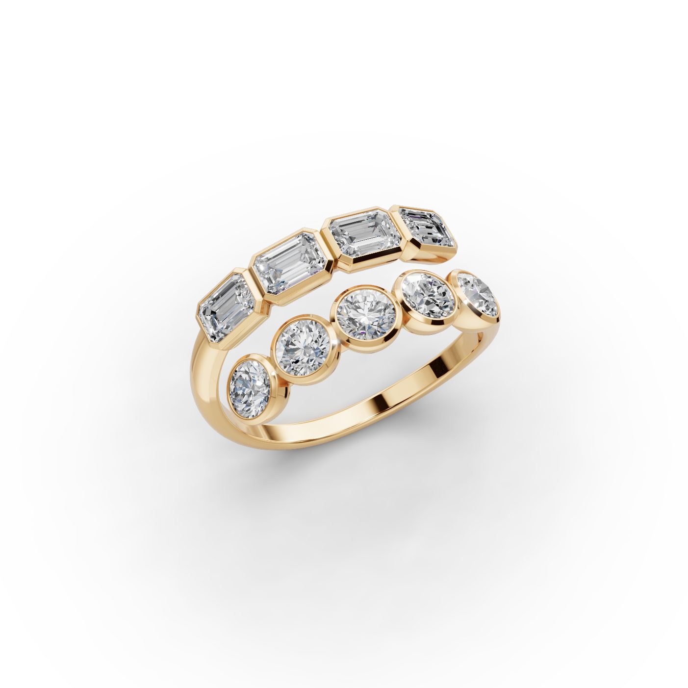 Midnight Glow Emerald Lab-Grown Diamond Cocktail Ring in yellow gold