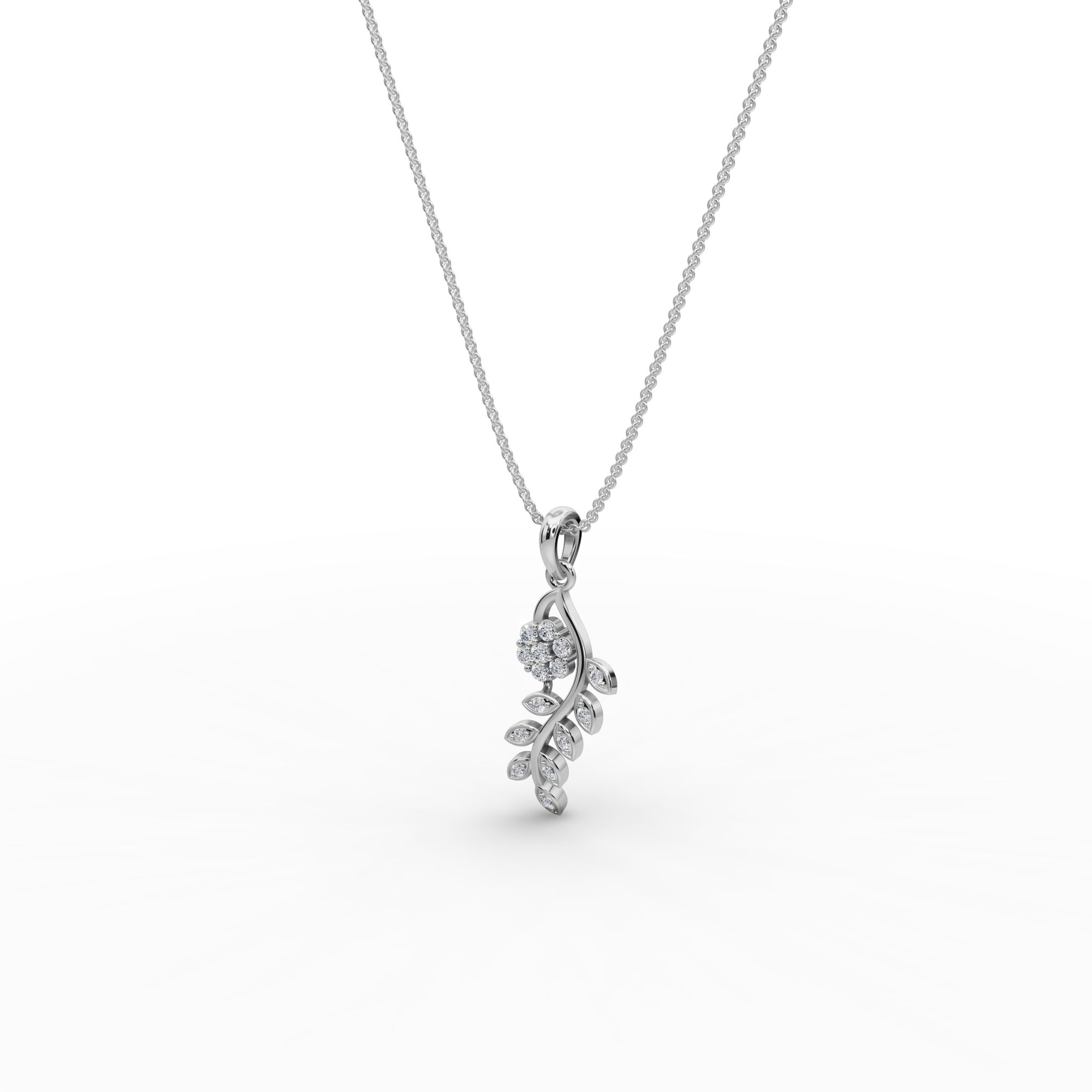 Celestial Promise Flowering Vine Lab-Grown Diamond Silver Pendant in silver