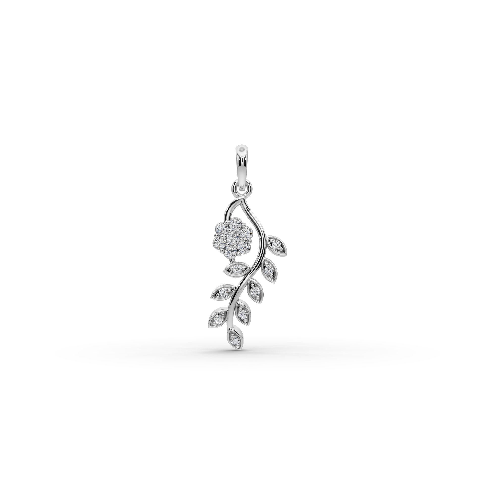 Celestial Promise Flowering Vine Lab-Grown Diamond Silver Pendant in silver, set with lab-grown diamonds