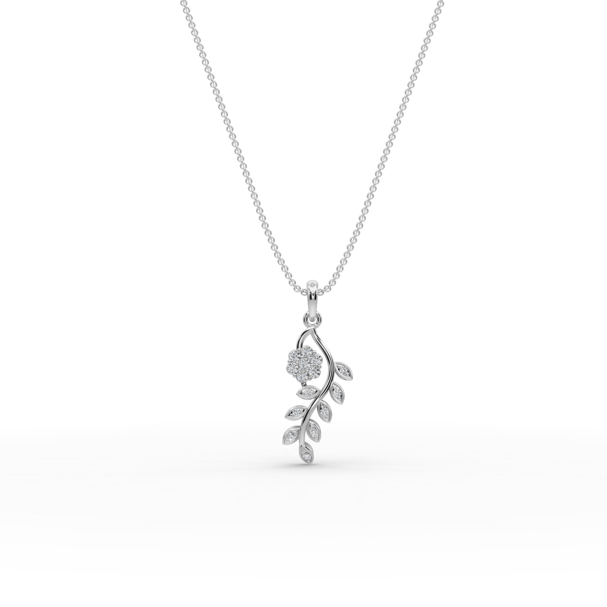 Celestial Promise Flowering Vine Lab-Grown Diamond Silver Pendant in silver