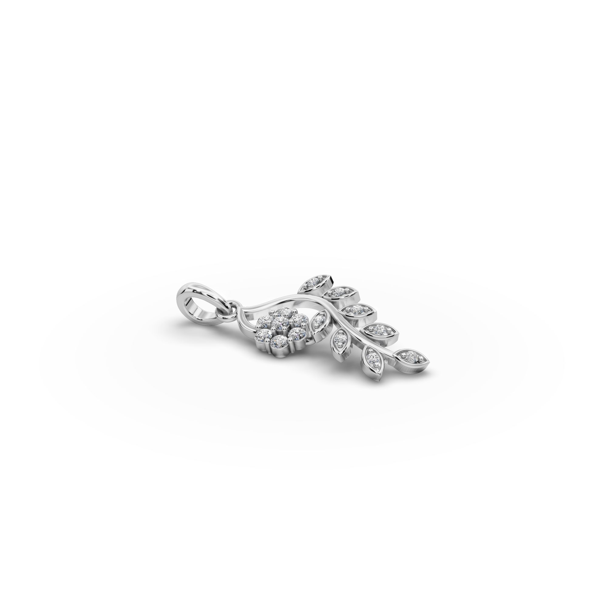 Celestial Promise Flowering Vine Lab-Grown Diamond Silver Pendant in silver