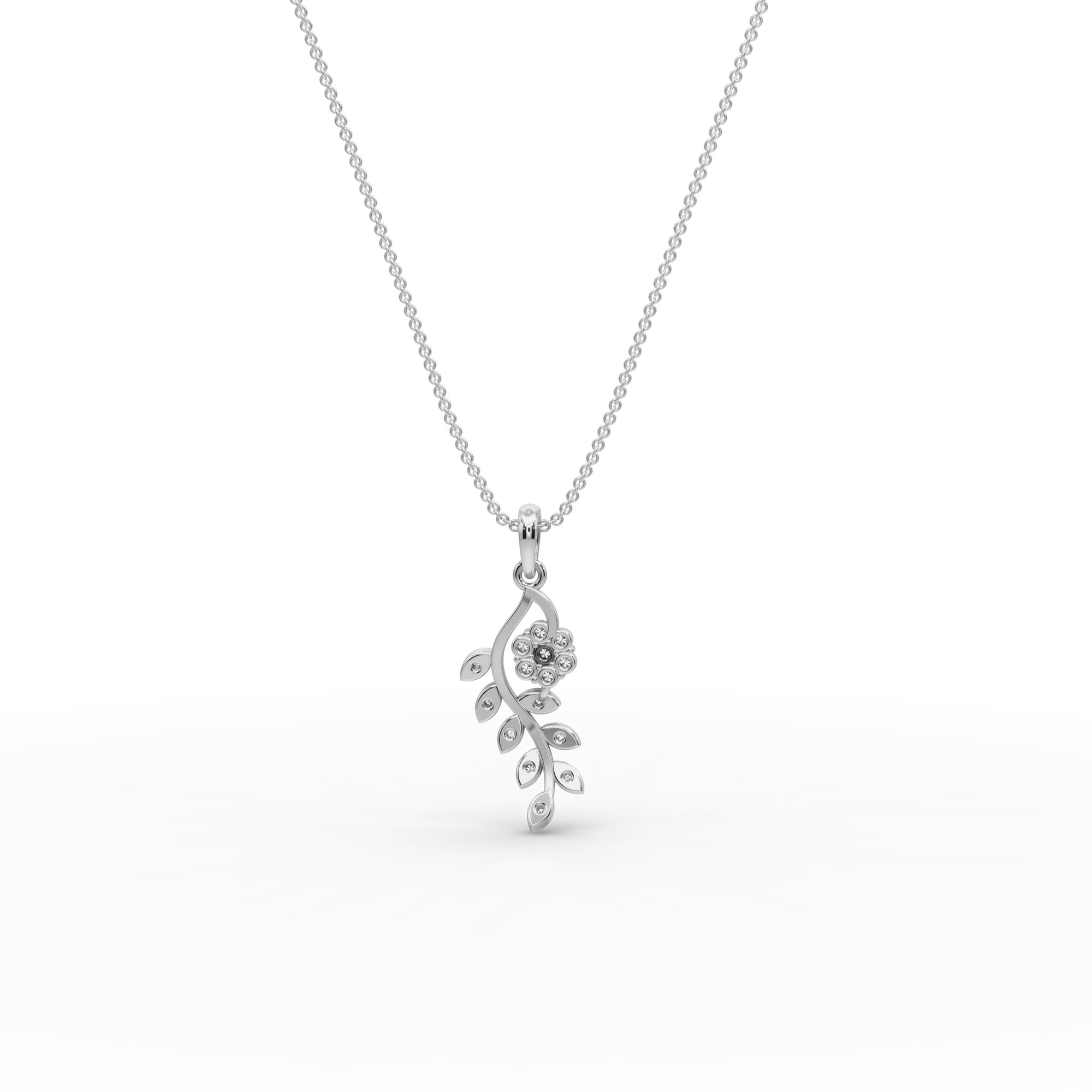 Celestial Promise Flowering Vine Lab-Grown Diamond Silver Pendant in silver