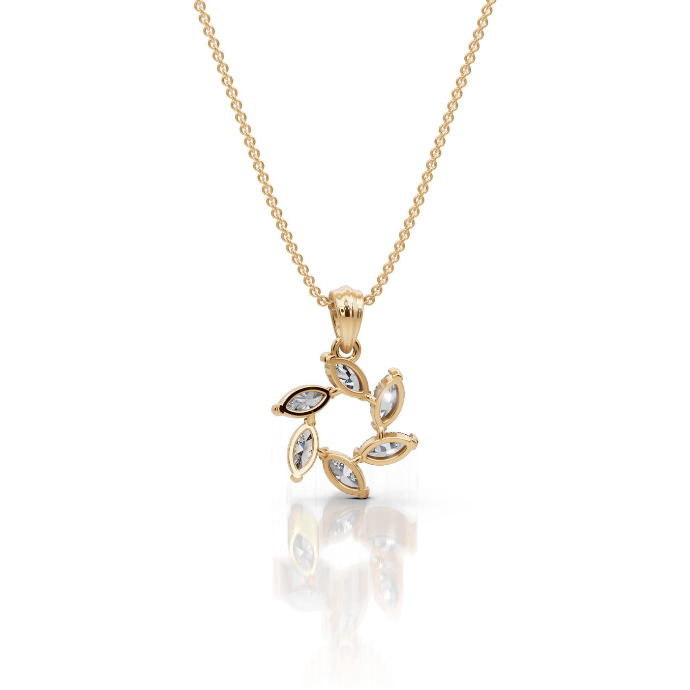 Classic Cascade Marquise Lab-Grown Diamond Cluster Pendant in yellow gold