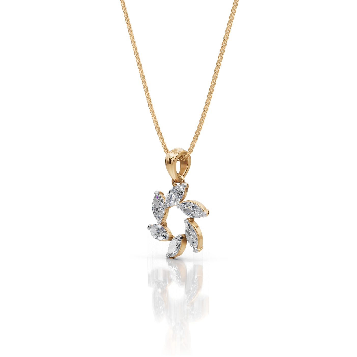 Classic Cascade Marquise Lab-Grown Diamond Cluster Pendant in yellow gold