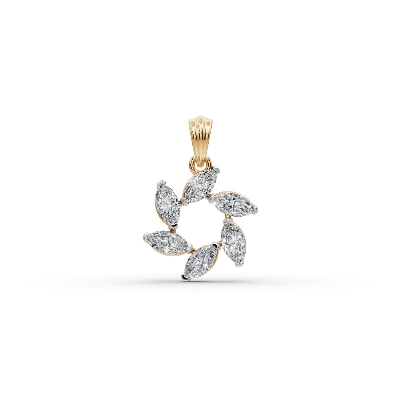 Classic Cascade Marquise Lab-Grown Diamond Cluster Pendant in yellow gold, set with lab-grown diamonds