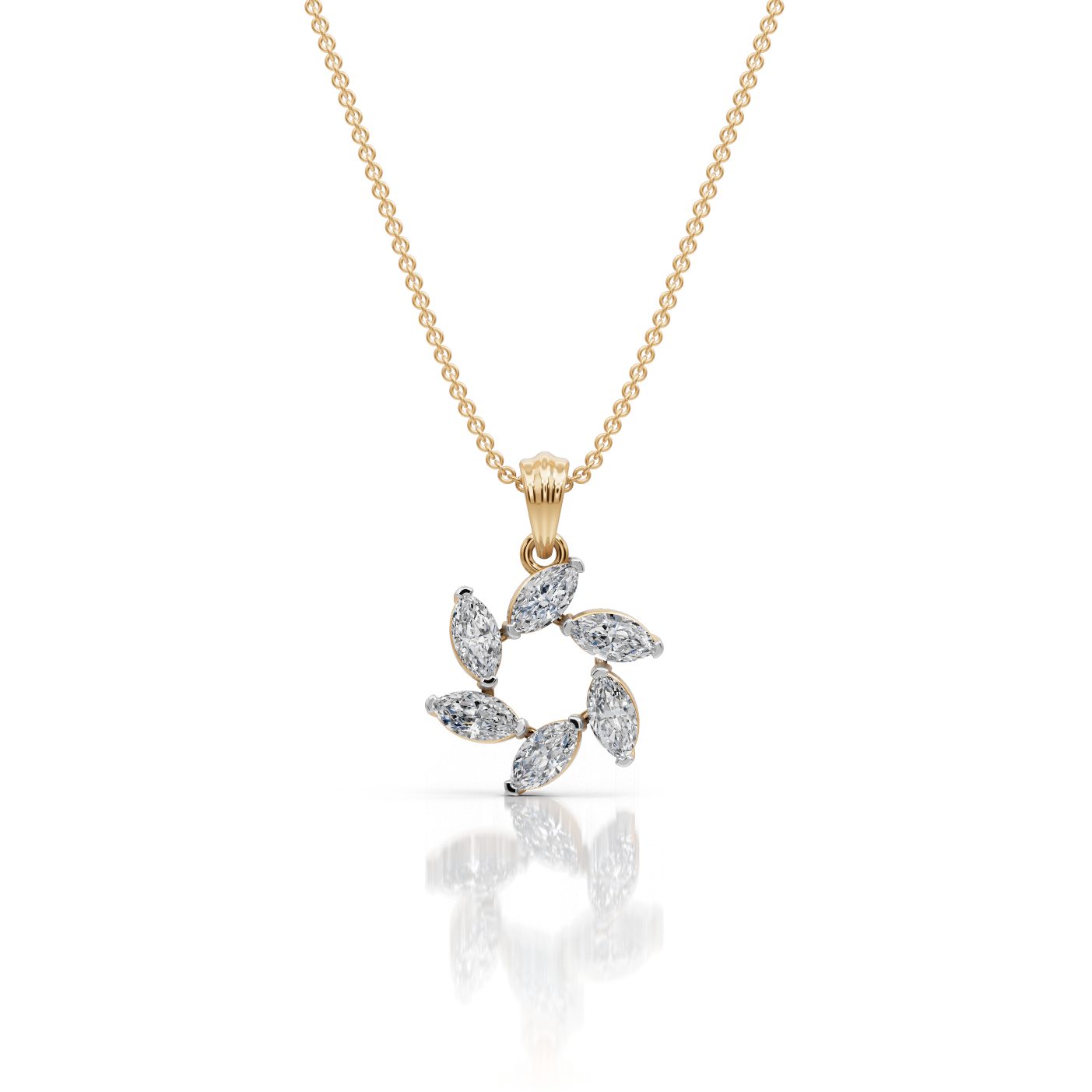Classic Cascade Marquise Lab-Grown Diamond Cluster Pendant in yellow gold