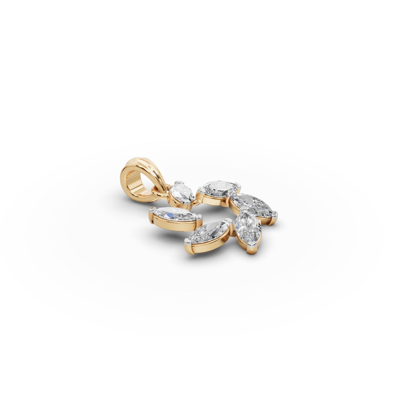 Classic Cascade Marquise Lab-Grown Diamond Cluster Pendant in yellow gold