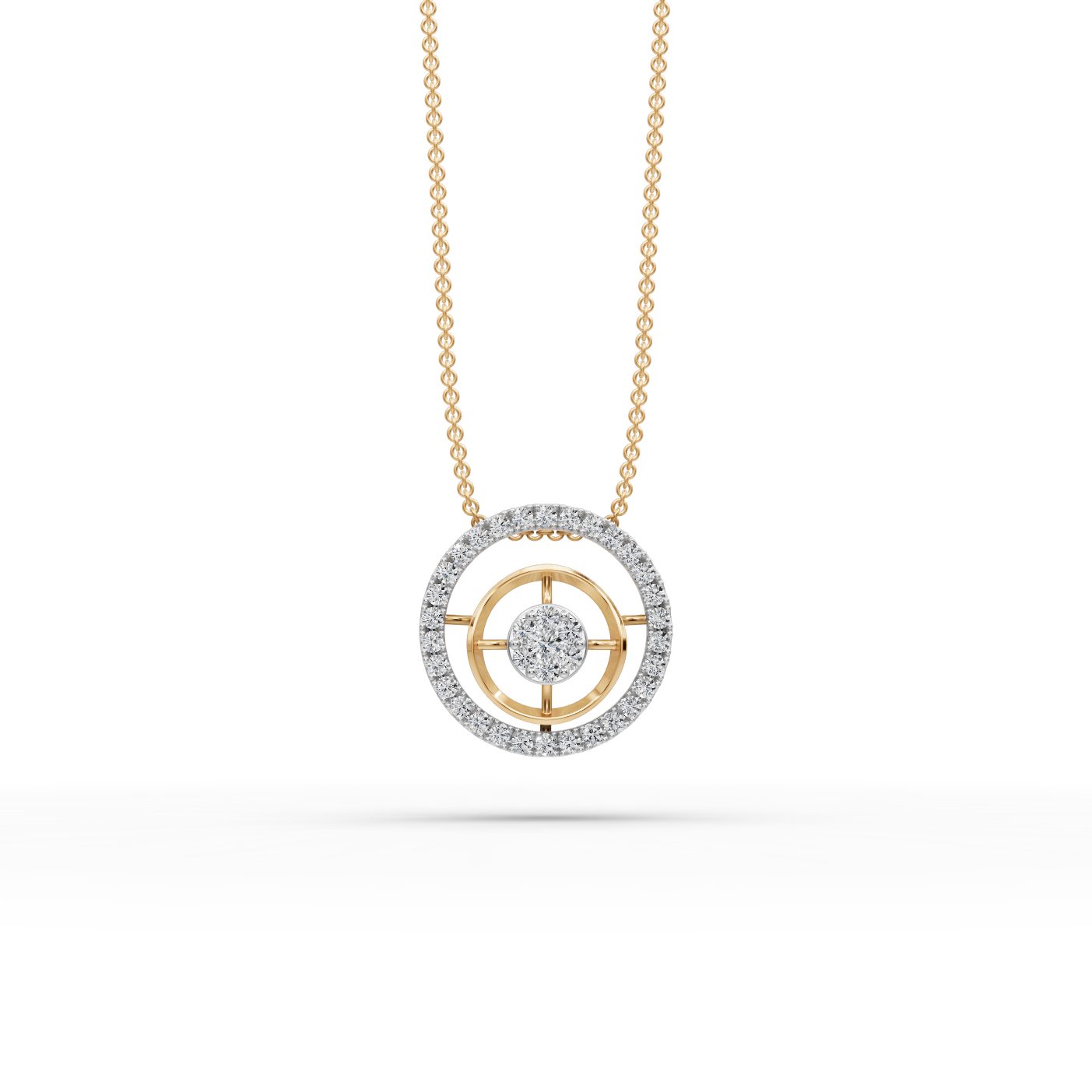 Luminous Bloom Round Lab-Grown Diamond Cluster Pendant in yellow gold