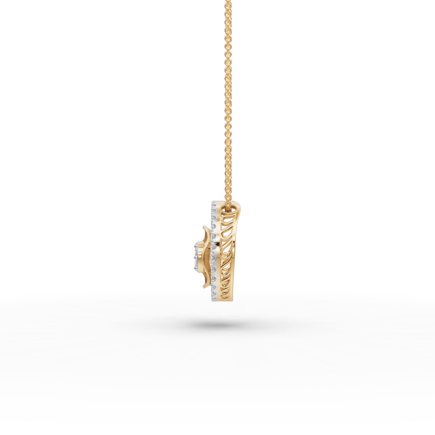 Luminous Bloom Round Lab-Grown Diamond Cluster Pendant in yellow gold