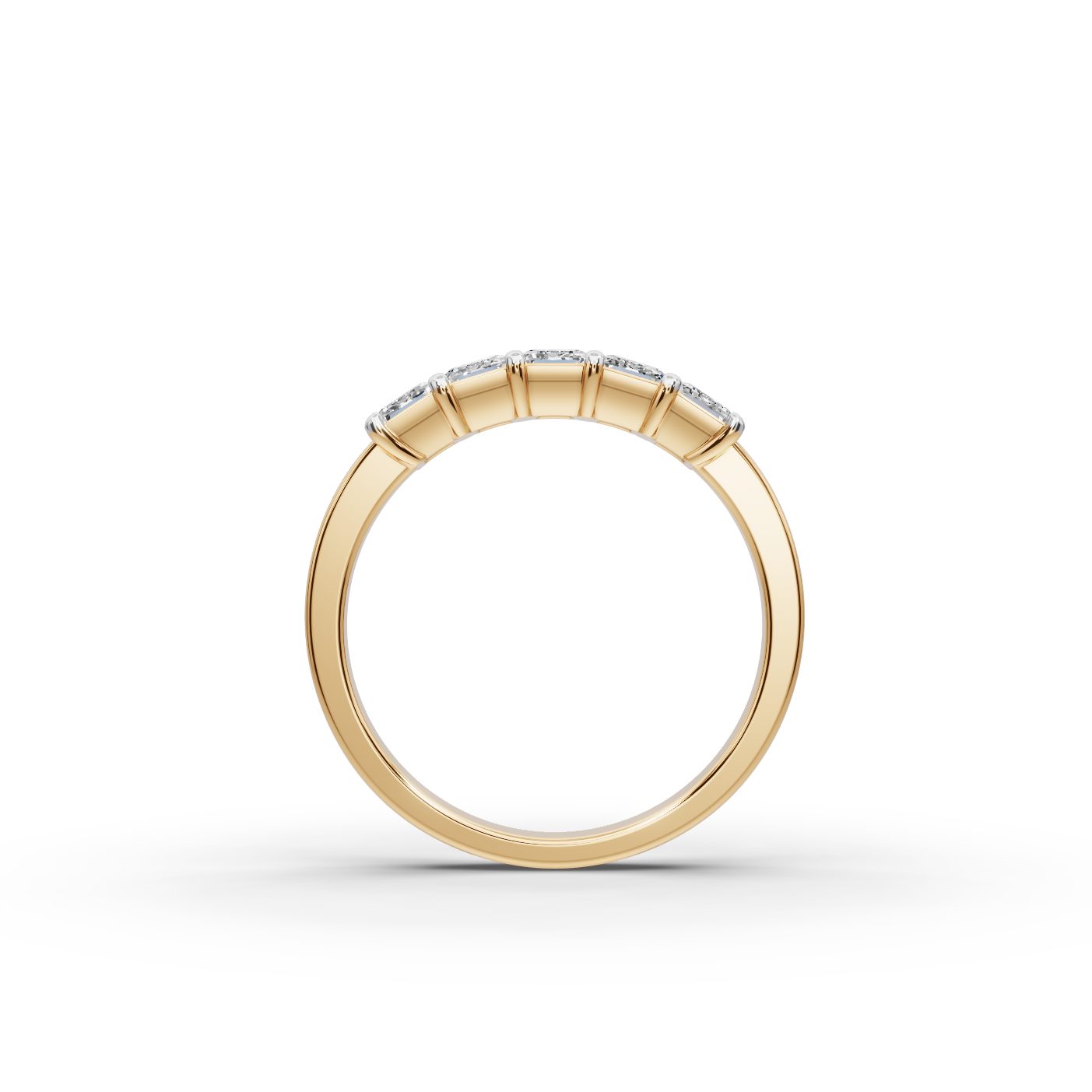 Endless Line Emerald Lab-Grown Diamond Five Stone Ring in yellow gold