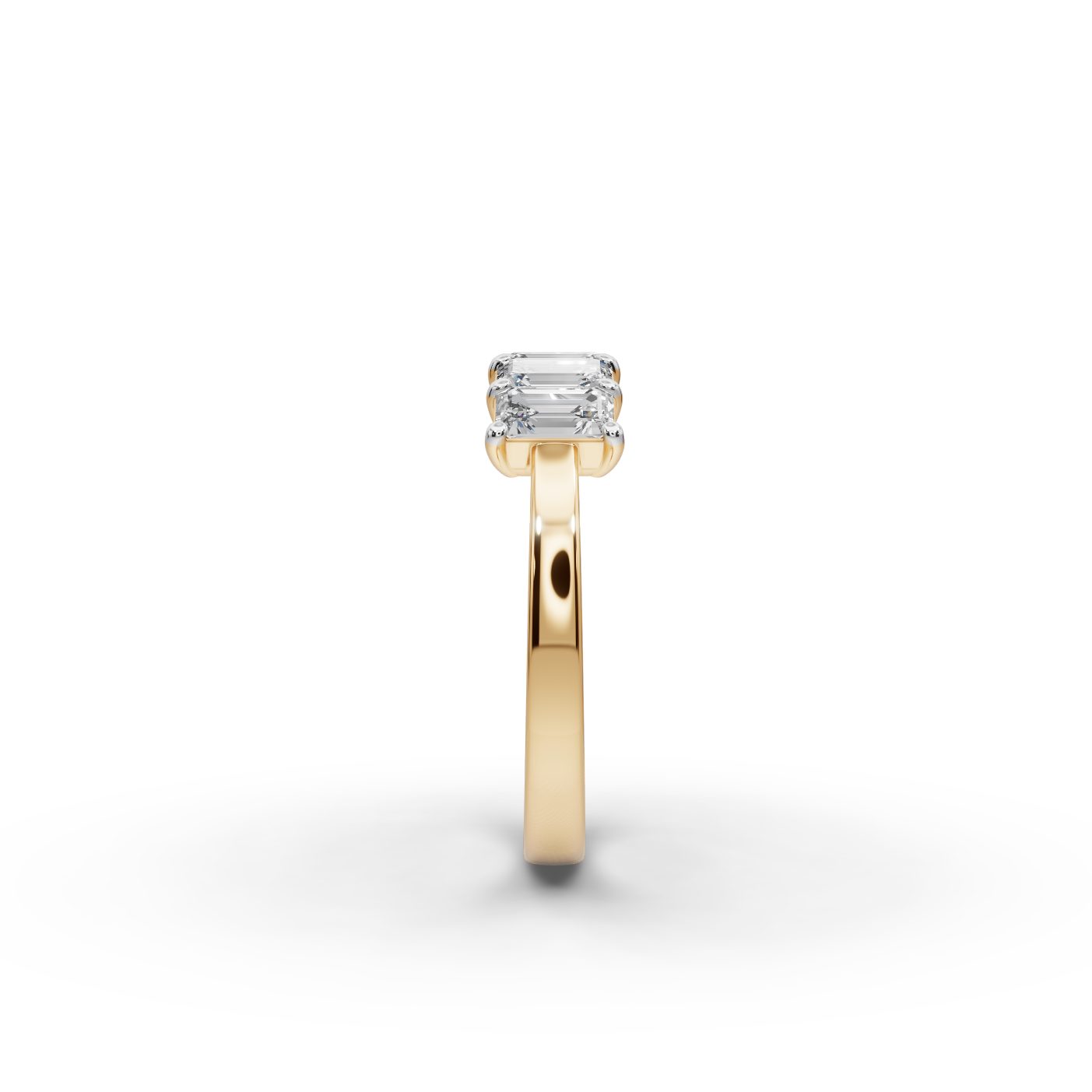 Endless Line Emerald Lab-Grown Diamond Five Stone Ring in yellow gold