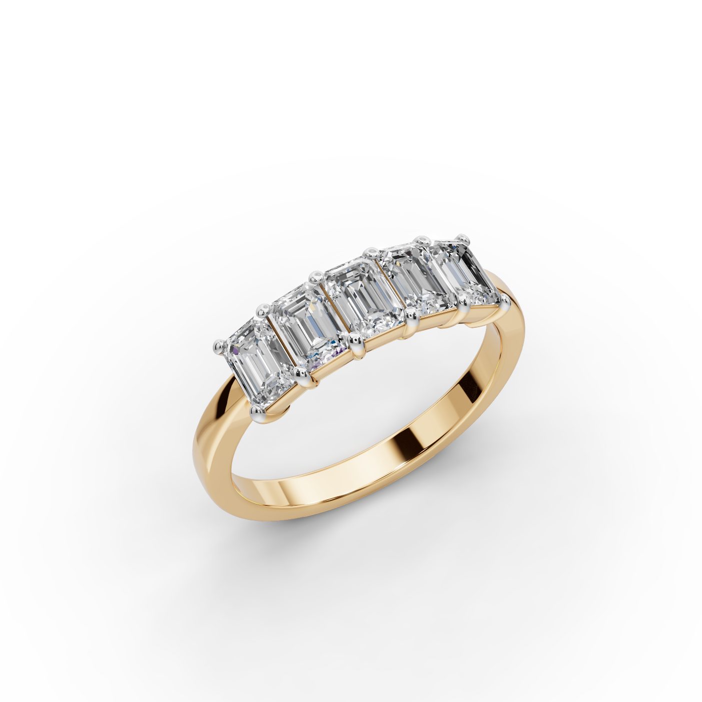 Endless Line Emerald Lab-Grown Diamond Five Stone Ring in yellow gold