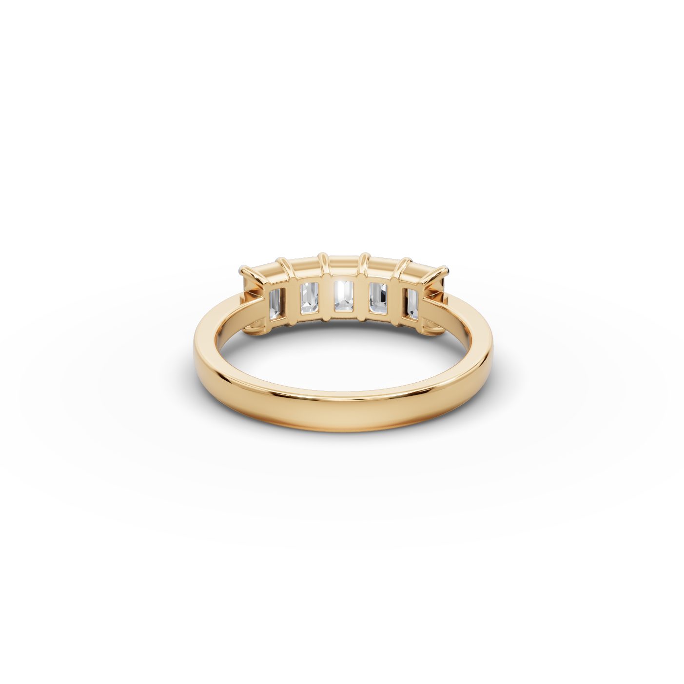 Endless Line Emerald Lab-Grown Diamond Five Stone Ring in yellow gold