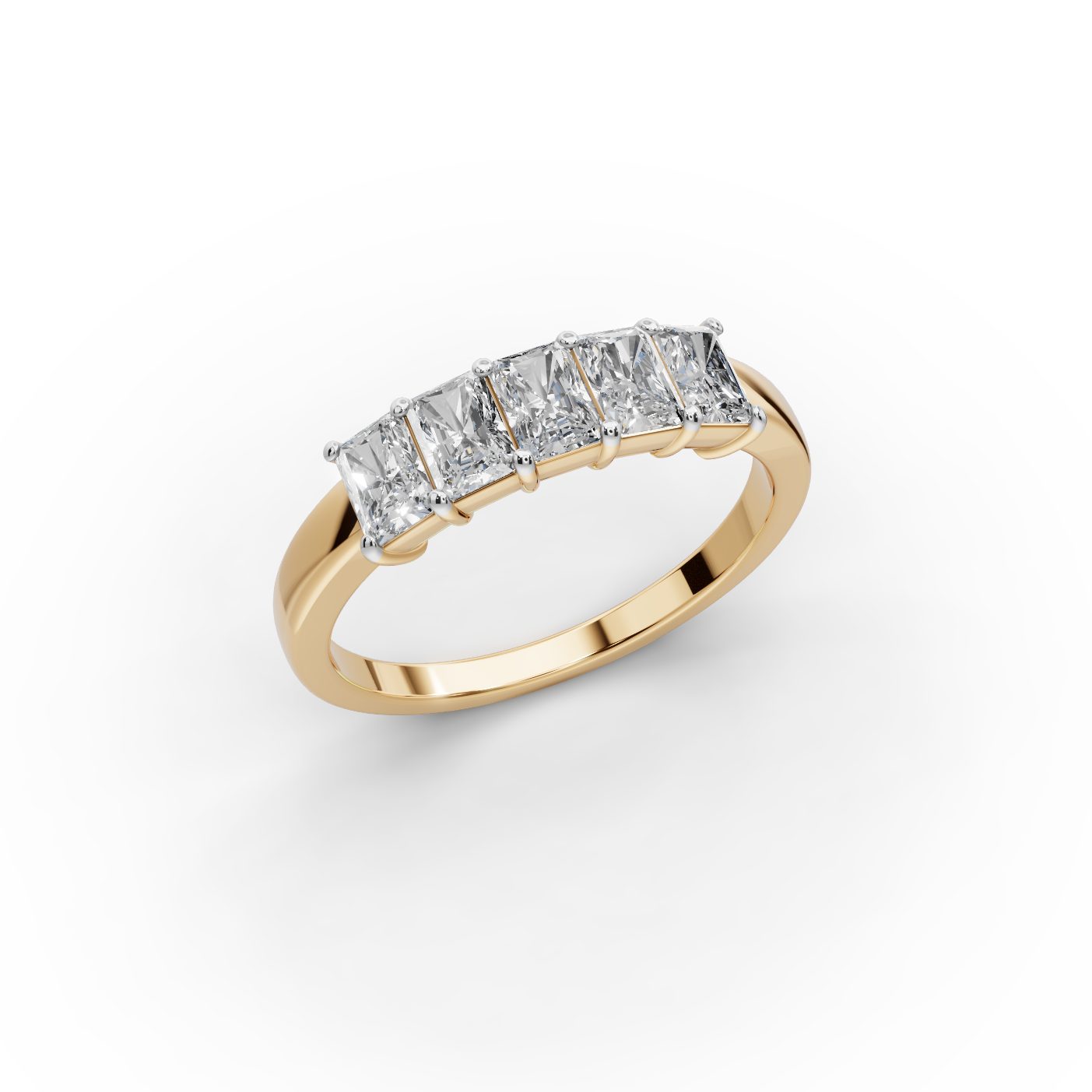 Brilliant Grace Radiant Lab-Grown Diamond Five Stone Ring in yellow gold