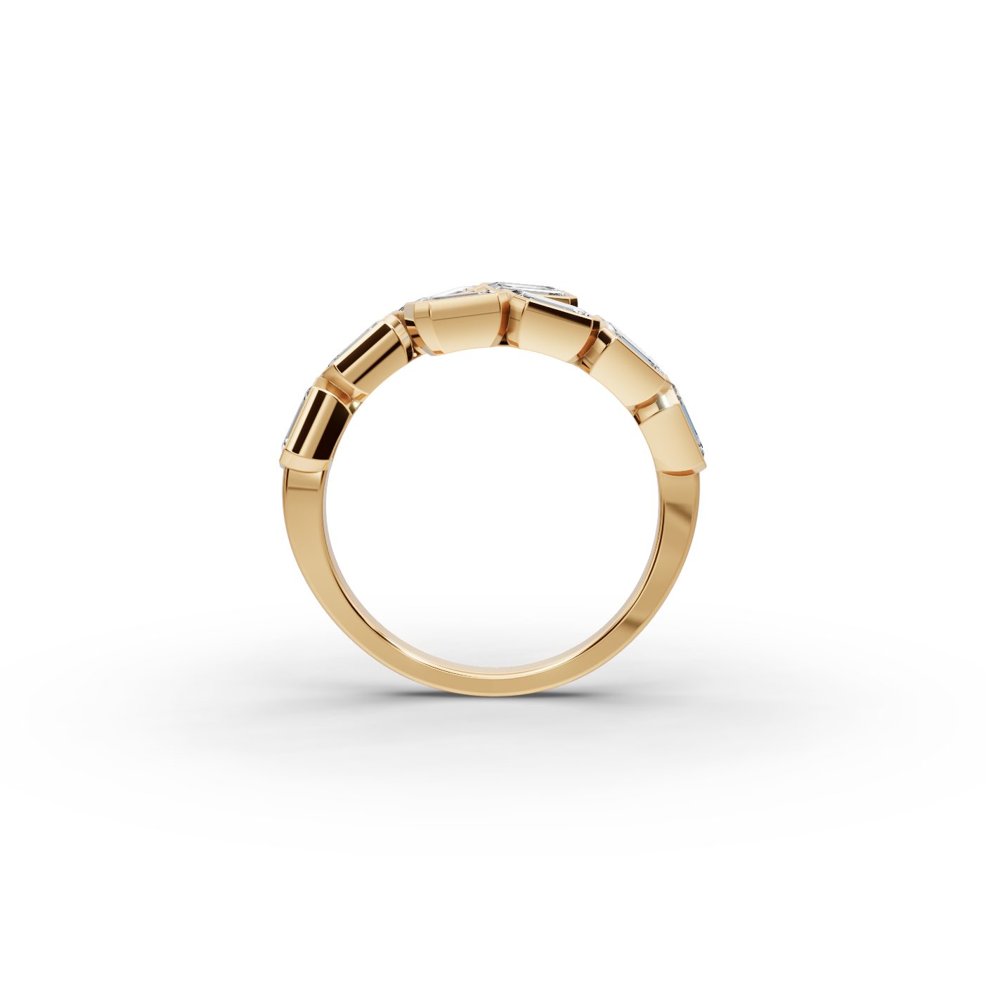 Pristine Line Emerald Lab-Grown Diamond Cocktail Ring in yellow gold