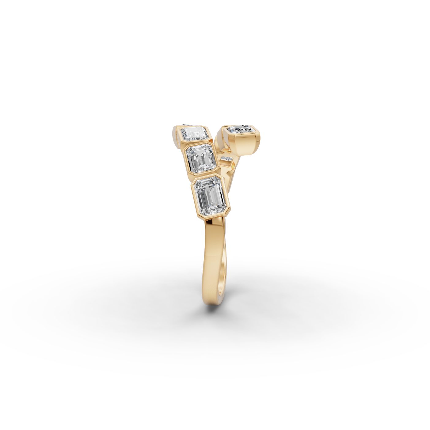 Pristine Line Emerald Lab-Grown Diamond Cocktail Ring in yellow gold