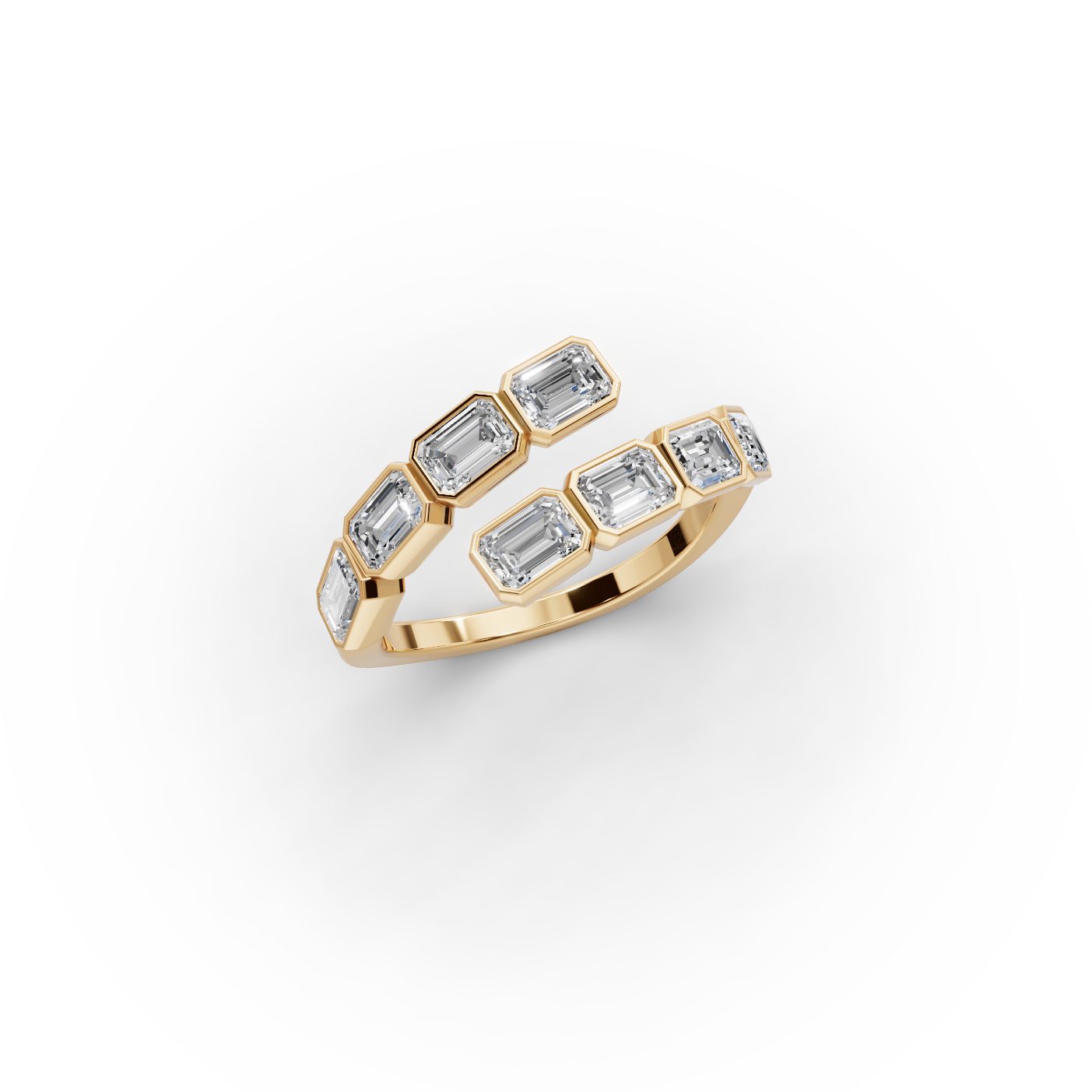 Pristine Line Emerald Lab-Grown Diamond Cocktail Ring in yellow gold