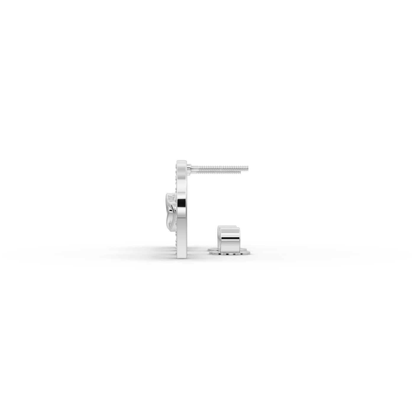 Elegant Trail Horseshoe Heart Stud Lab-Grown Diamond Silver Earring in silver