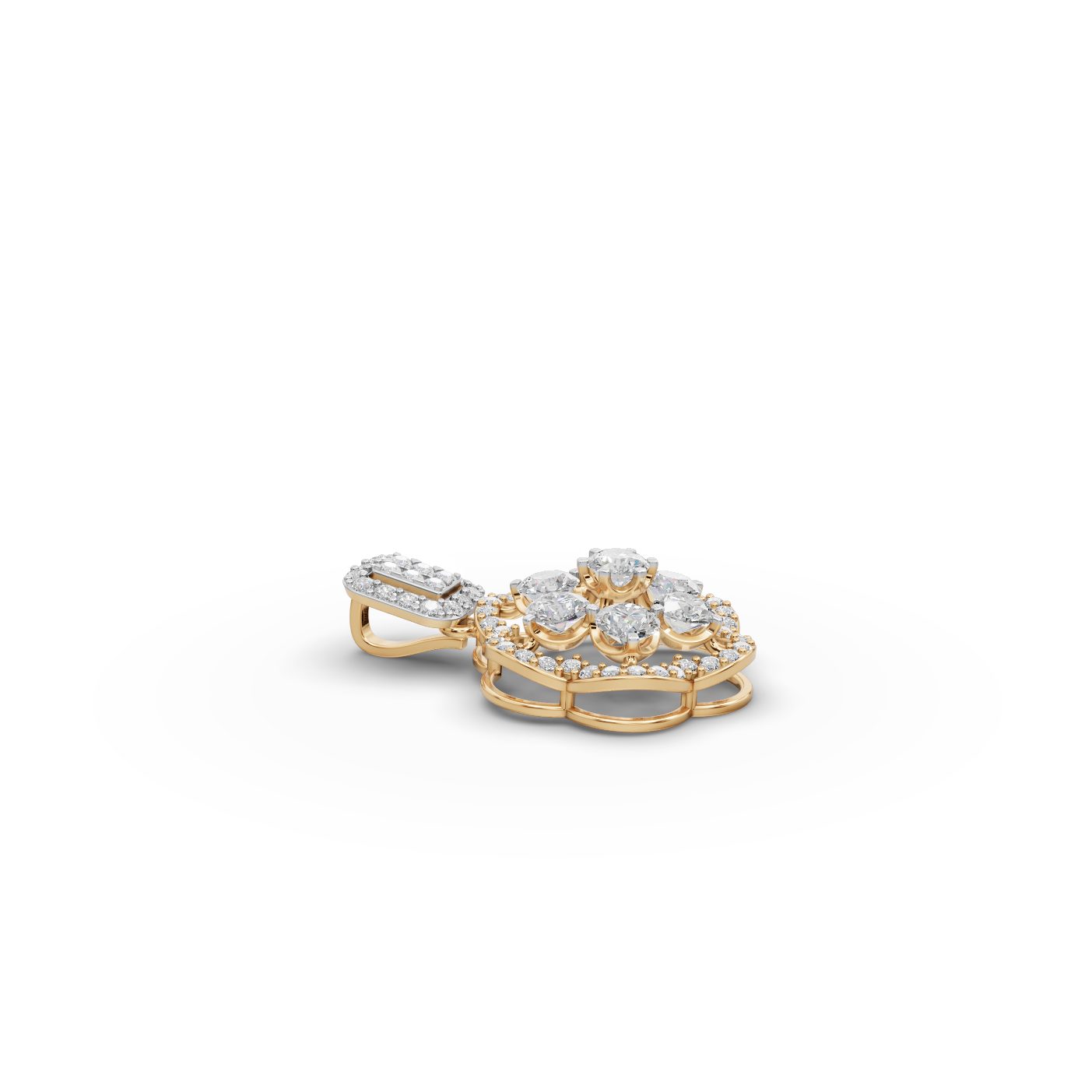 Iconic Signature Round Lab-Grown Diamond Cluster Pendant in yellow gold