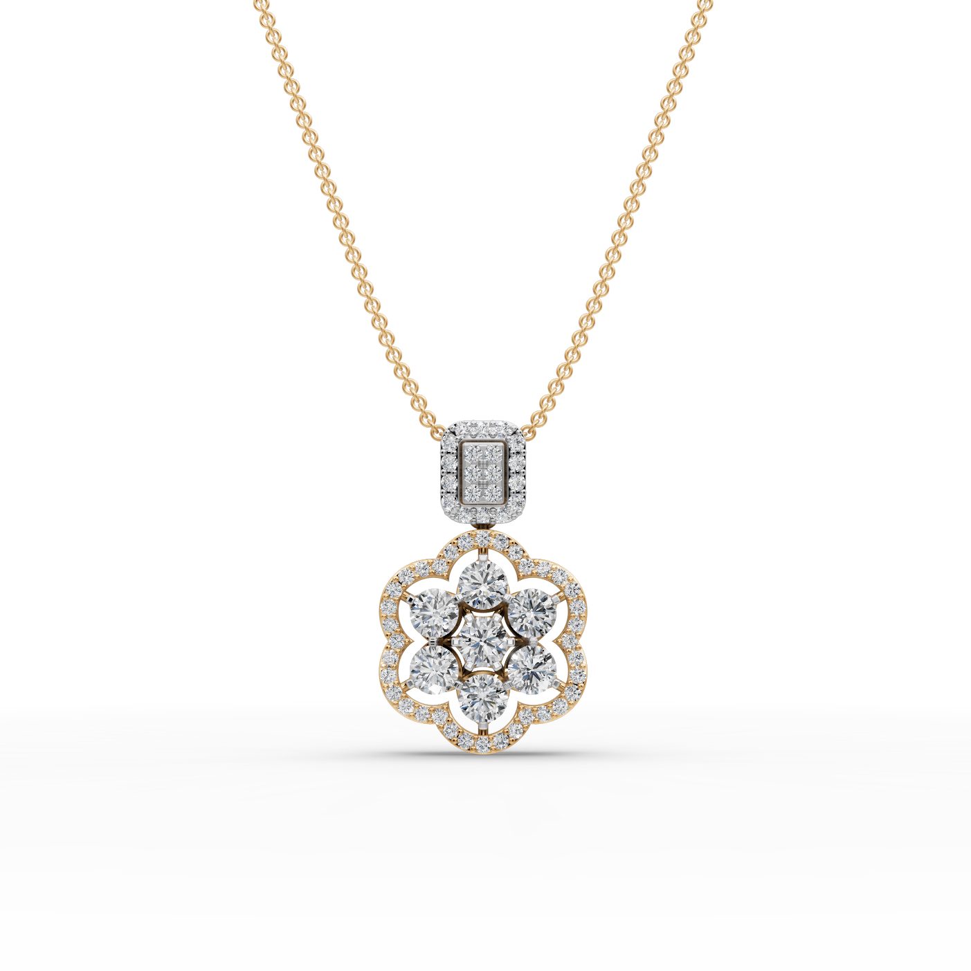 Iconic Signature Round Lab-Grown Diamond Cluster Pendant in yellow gold