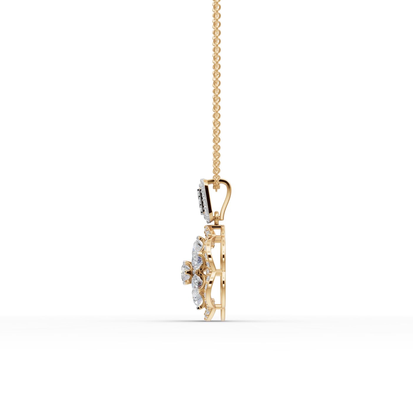 Iconic Signature Round Lab-Grown Diamond Cluster Pendant in yellow gold