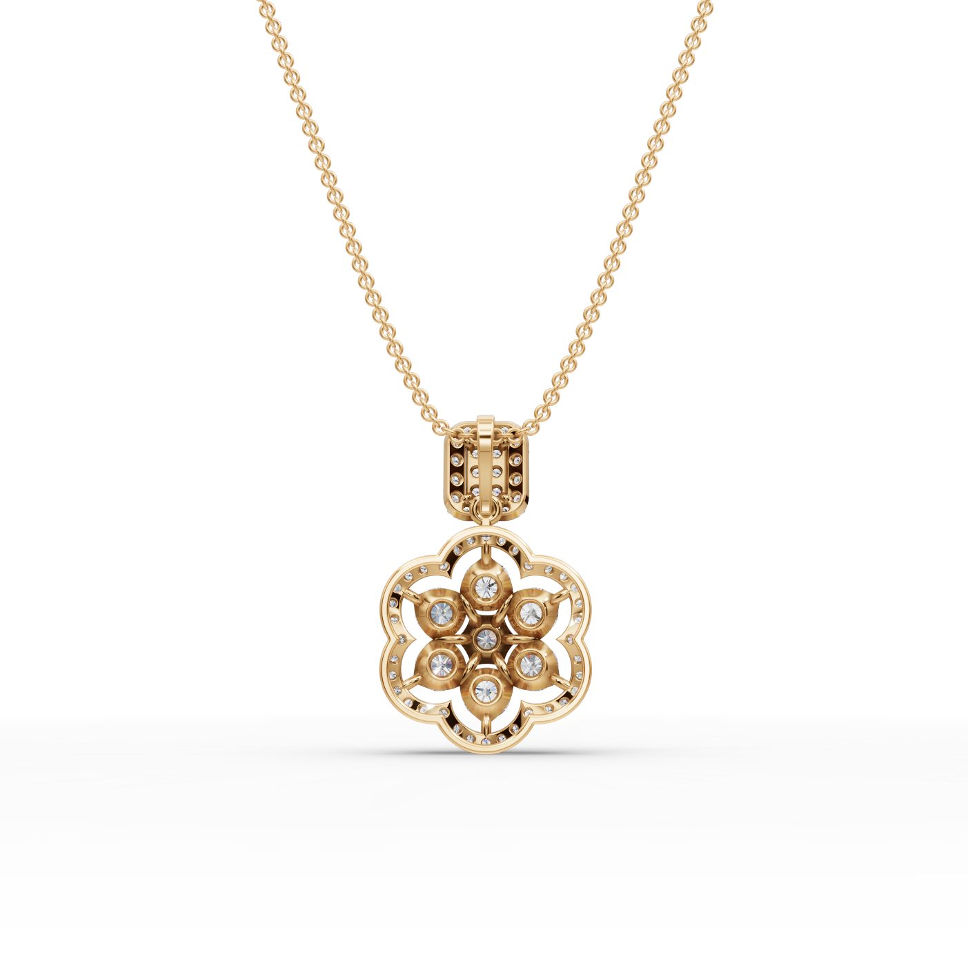 Iconic Signature Round Lab-Grown Diamond Cluster Pendant in yellow gold