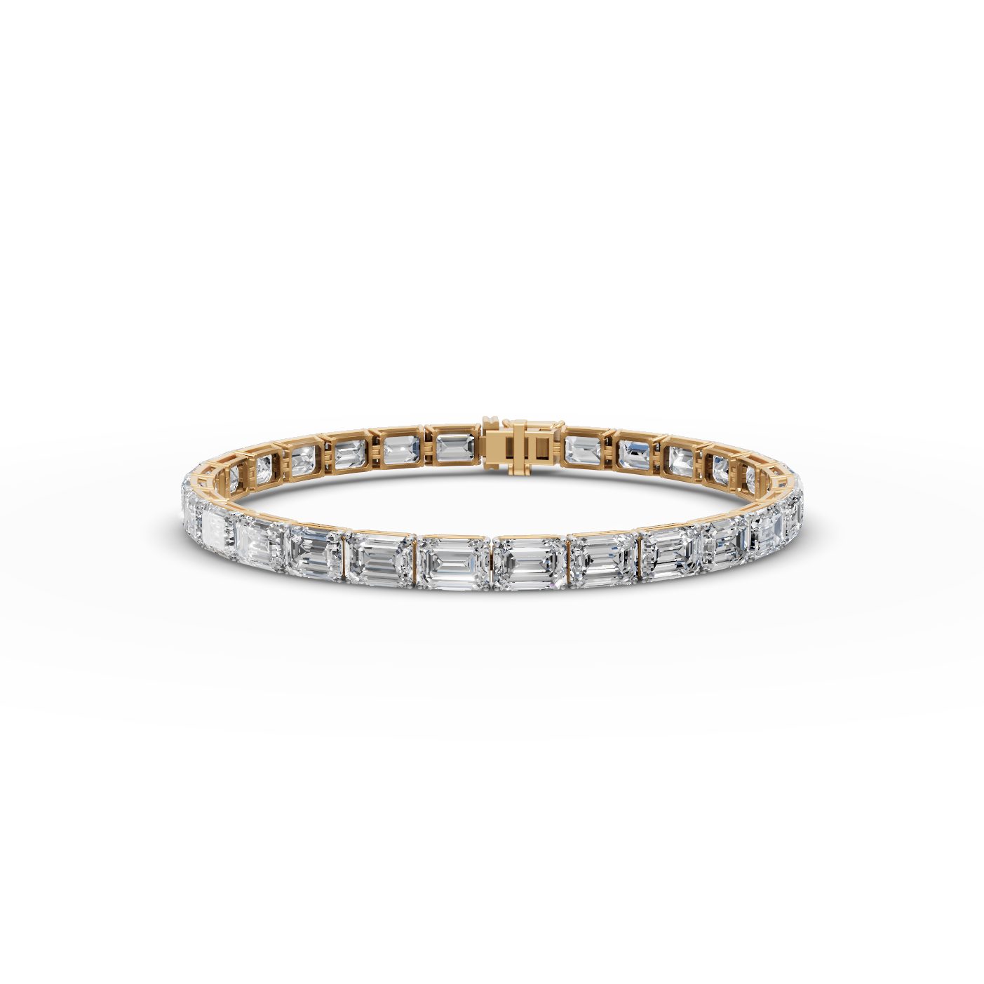 Eternal Reverie Emerald Lab-Grown Diamond Tennis Bracelet in yellow gold, set with lab-grown diamonds