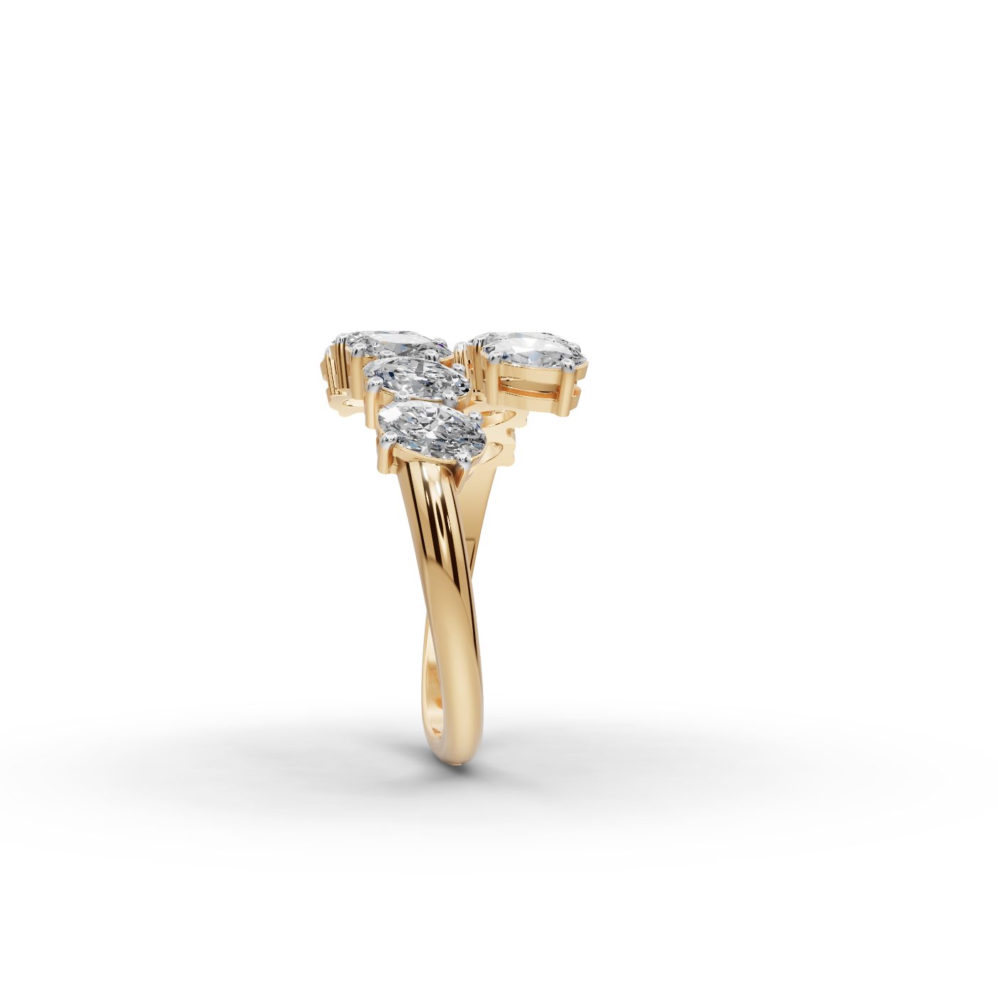 Celestial Bloom Oval Lab-Grown Diamond Cocktail Ring in yellow gold
