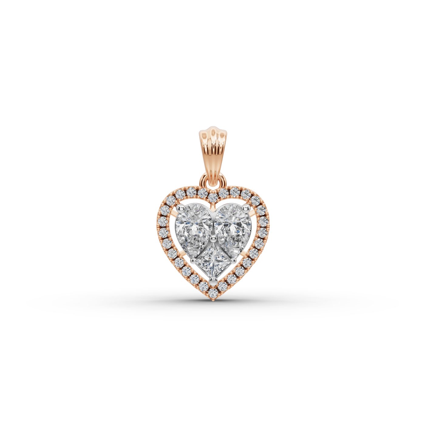 Brilliant Signature Pear Lab-Grown Diamond Halo Pendant in rose gold