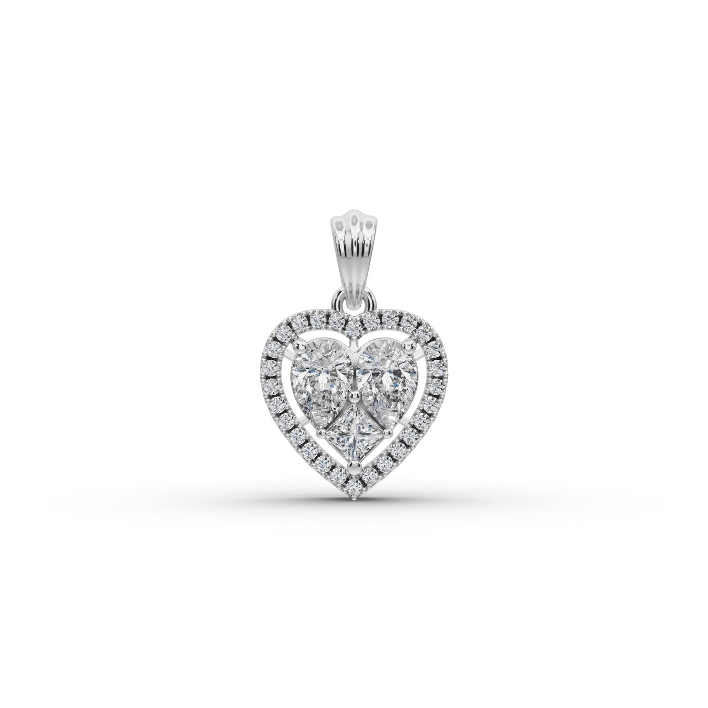 Brilliant Signature Pear Lab-Grown Diamond Halo Pendant in white gold