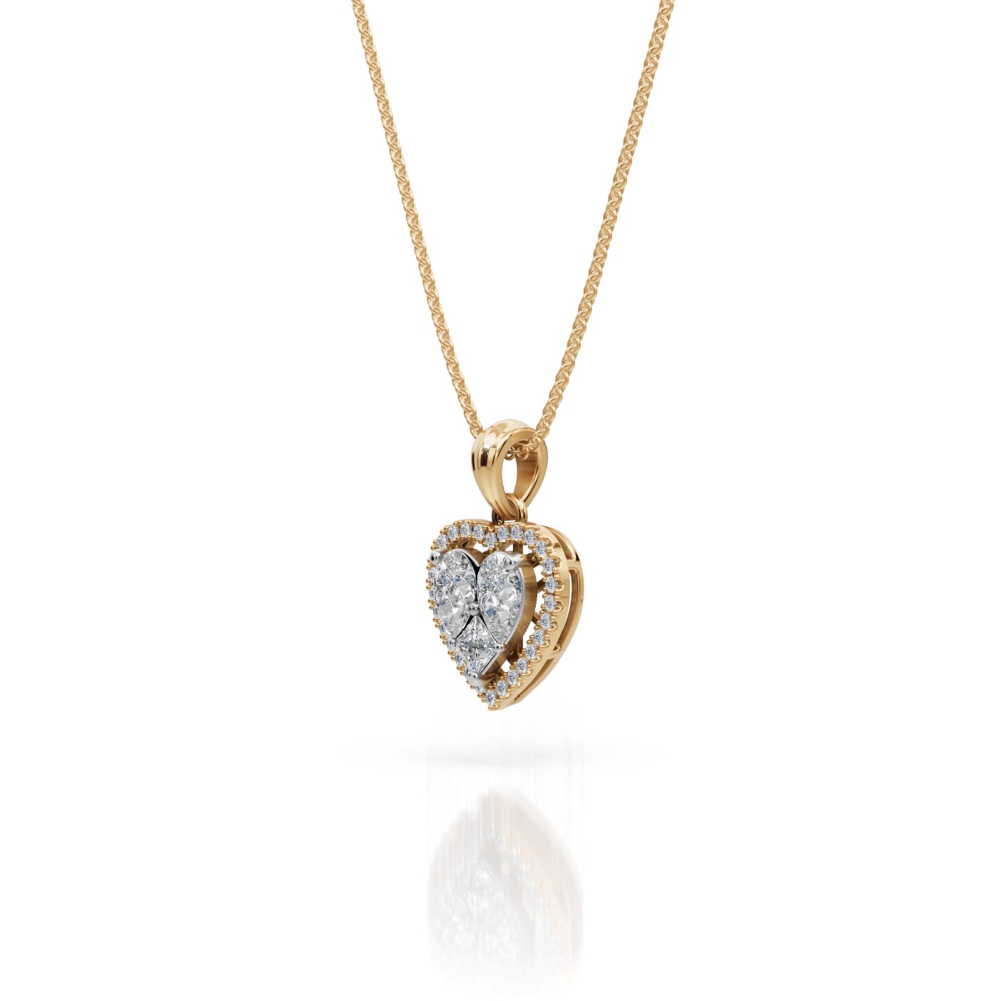 Brilliant Signature Pear Lab-Grown Diamond Halo Pendant in yellow gold