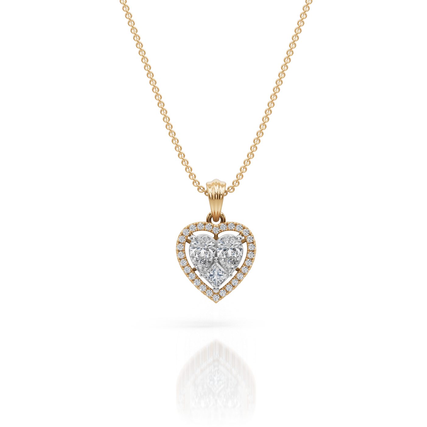 Brilliant Signature Pear Lab-Grown Diamond Halo Pendant in yellow gold