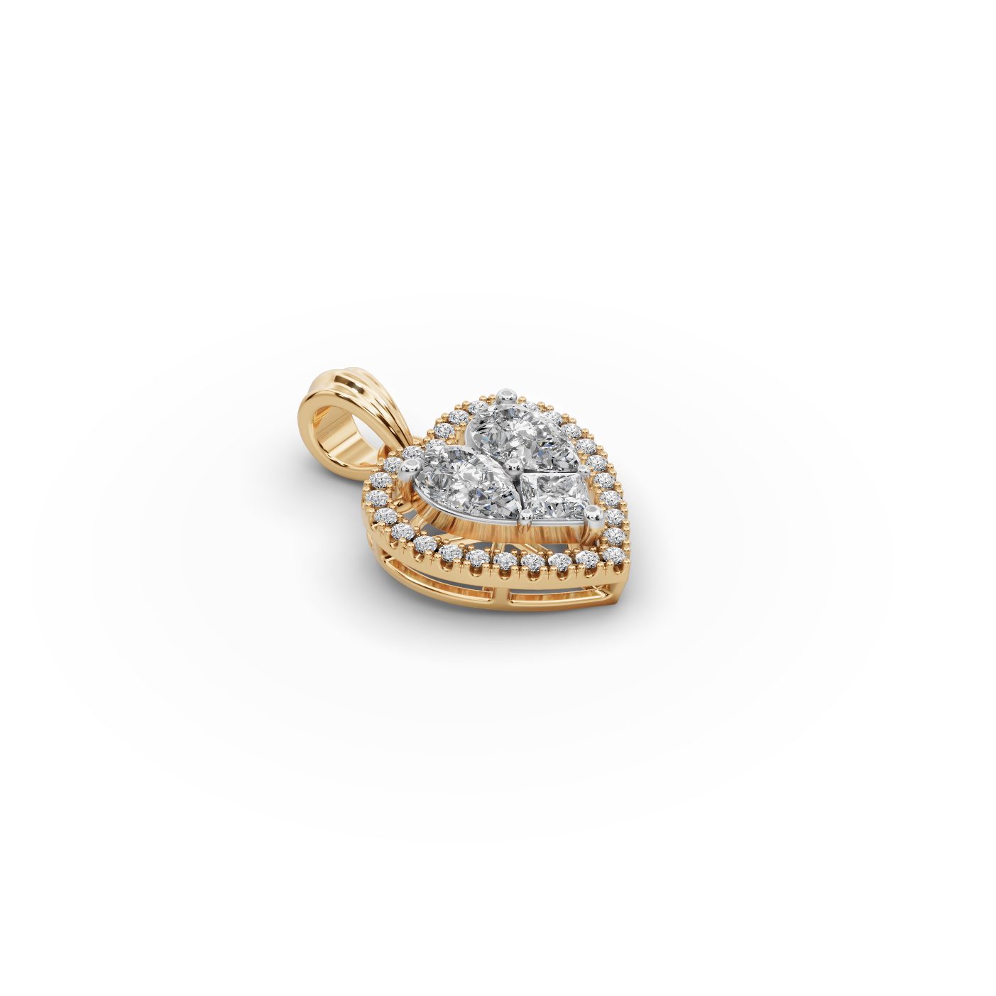 Brilliant Signature Pear Lab-Grown Diamond Halo Pendant in yellow gold