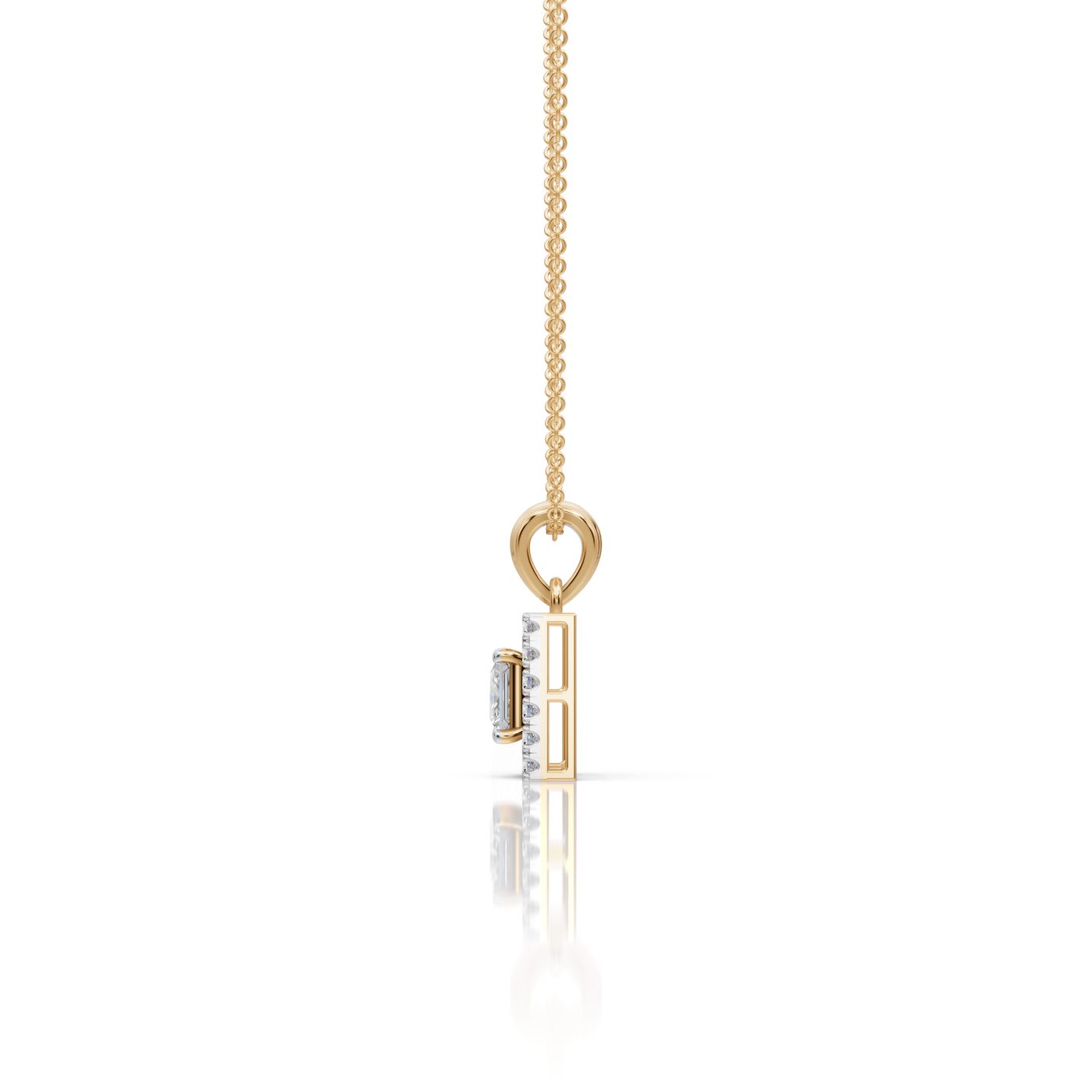 Infinite Grace Princess Lab-Grown Diamond Halo Pendant in yellow gold