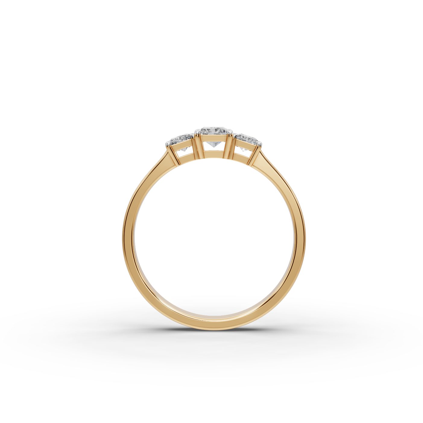 Serene Grace Radiant Lab-Grown Diamond Three Stone Ring in yellow gold