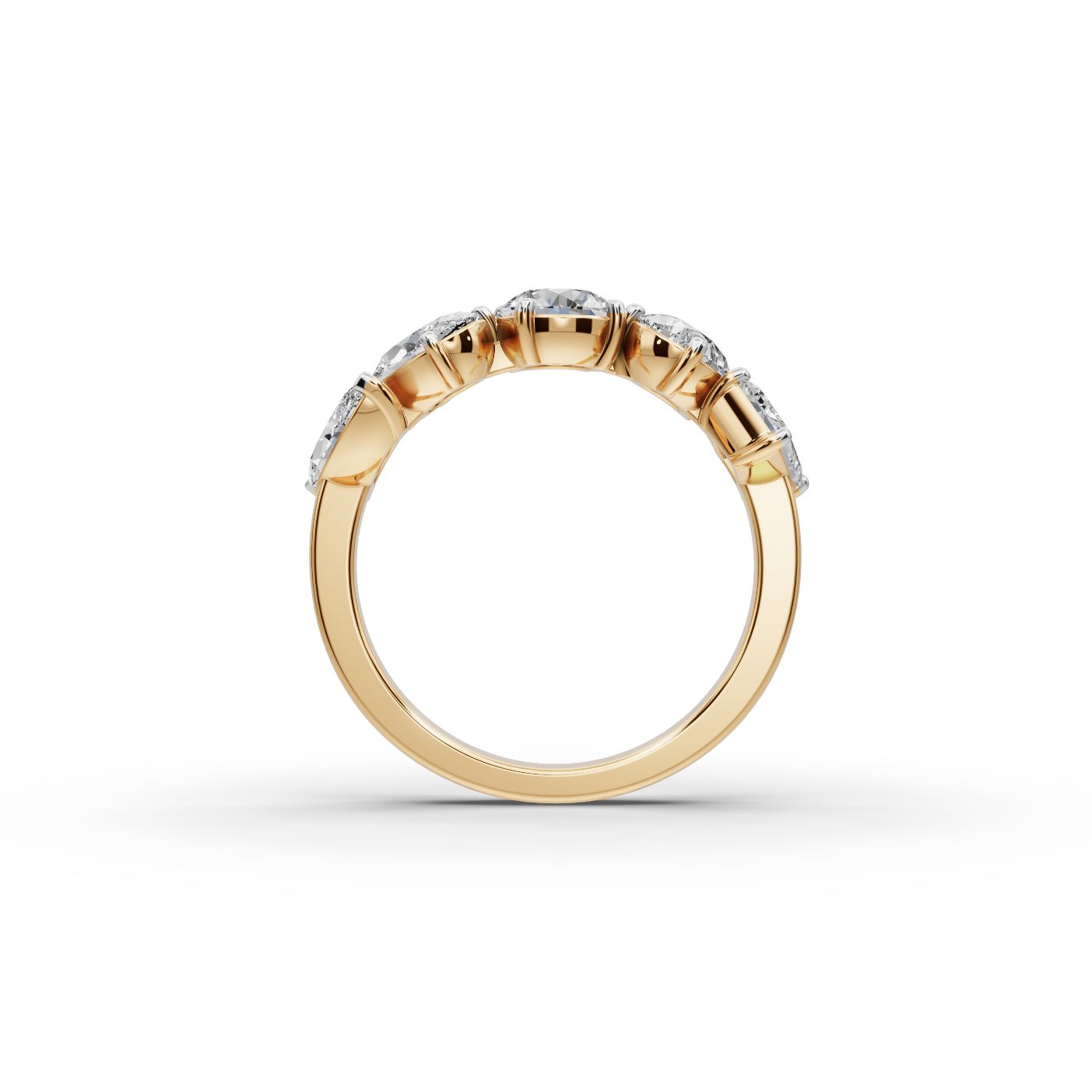 Infinite Ember Round Lab-Grown Diamond Five Stone Ring in yellow gold