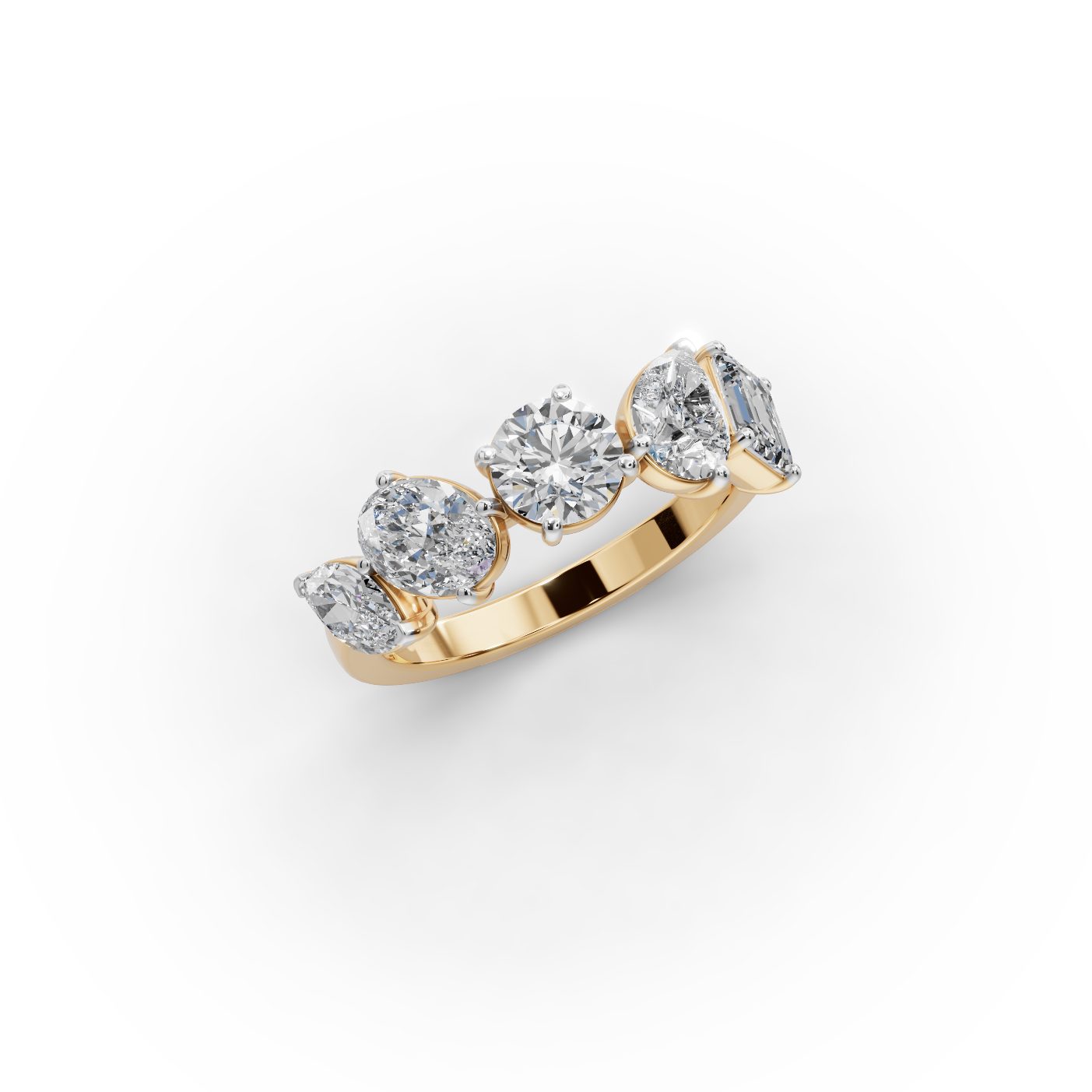 Infinite Ember Round Lab-Grown Diamond Five Stone Ring in yellow gold