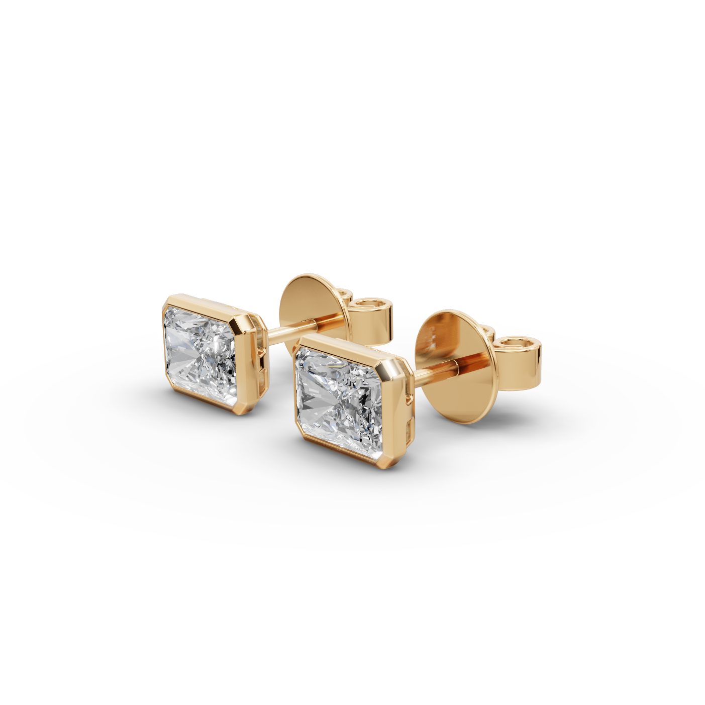 Endless Light Radiant Lab-Grown Diamond Studs Earring in yellow gold, set with lab-grown diamonds